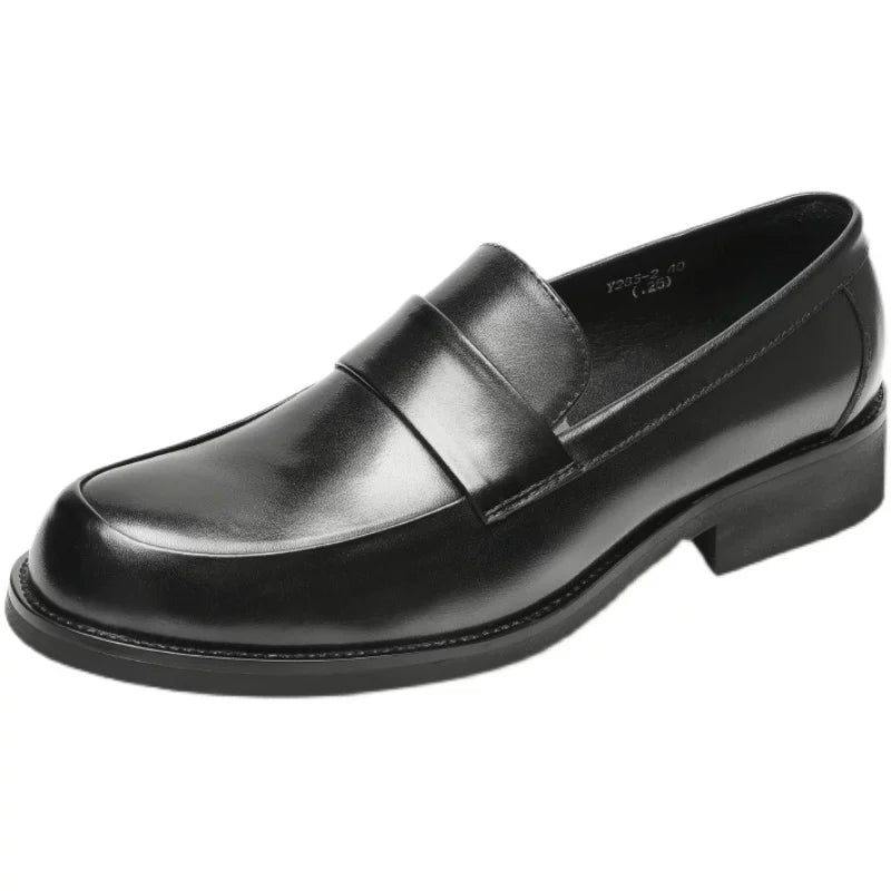 Men's Genuine Leather Loafers, Thick Sole, Slip-On