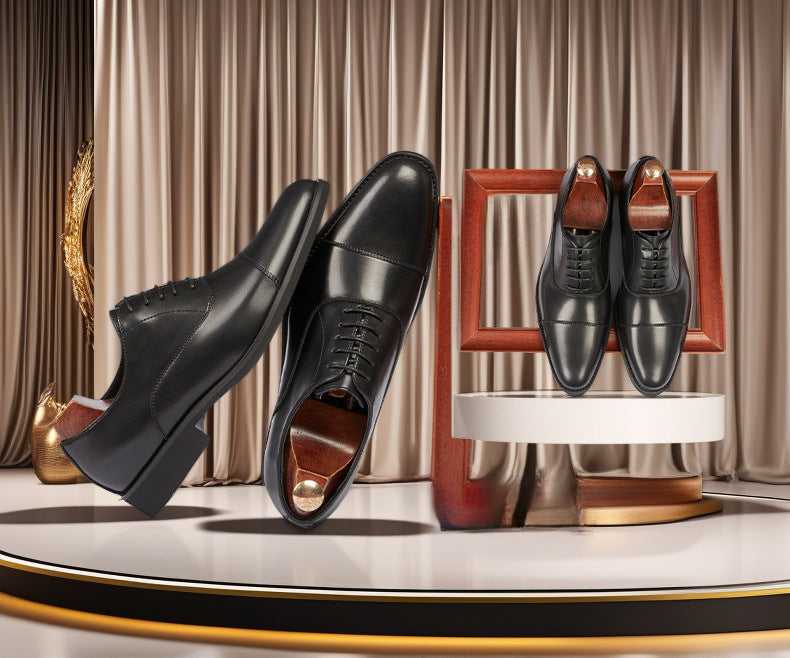 Cross-border 2026 spring/autumn three-panel leather dress shoes for men - anti-slip, business formal