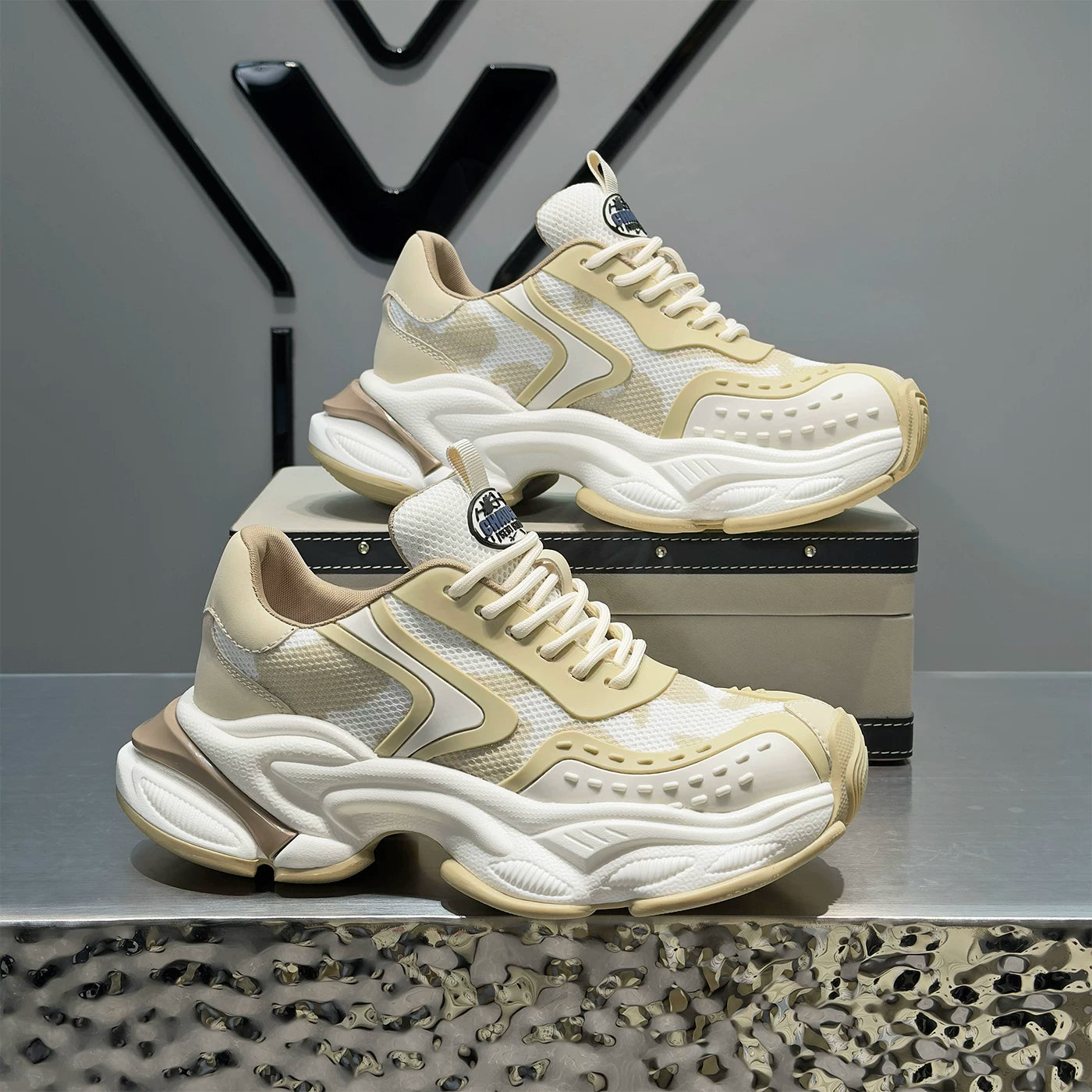 Men's Height-Increasing Platform Breathable Mesh Chunky Dad Sneakers 2026 Spring-Summer New
