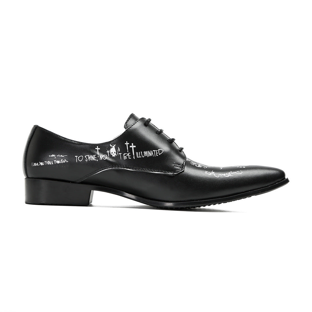 2024 new business casual men's leather shoes foreign trade personality trendy shoes printing street style Internet celebrity men's shoes large size shoes