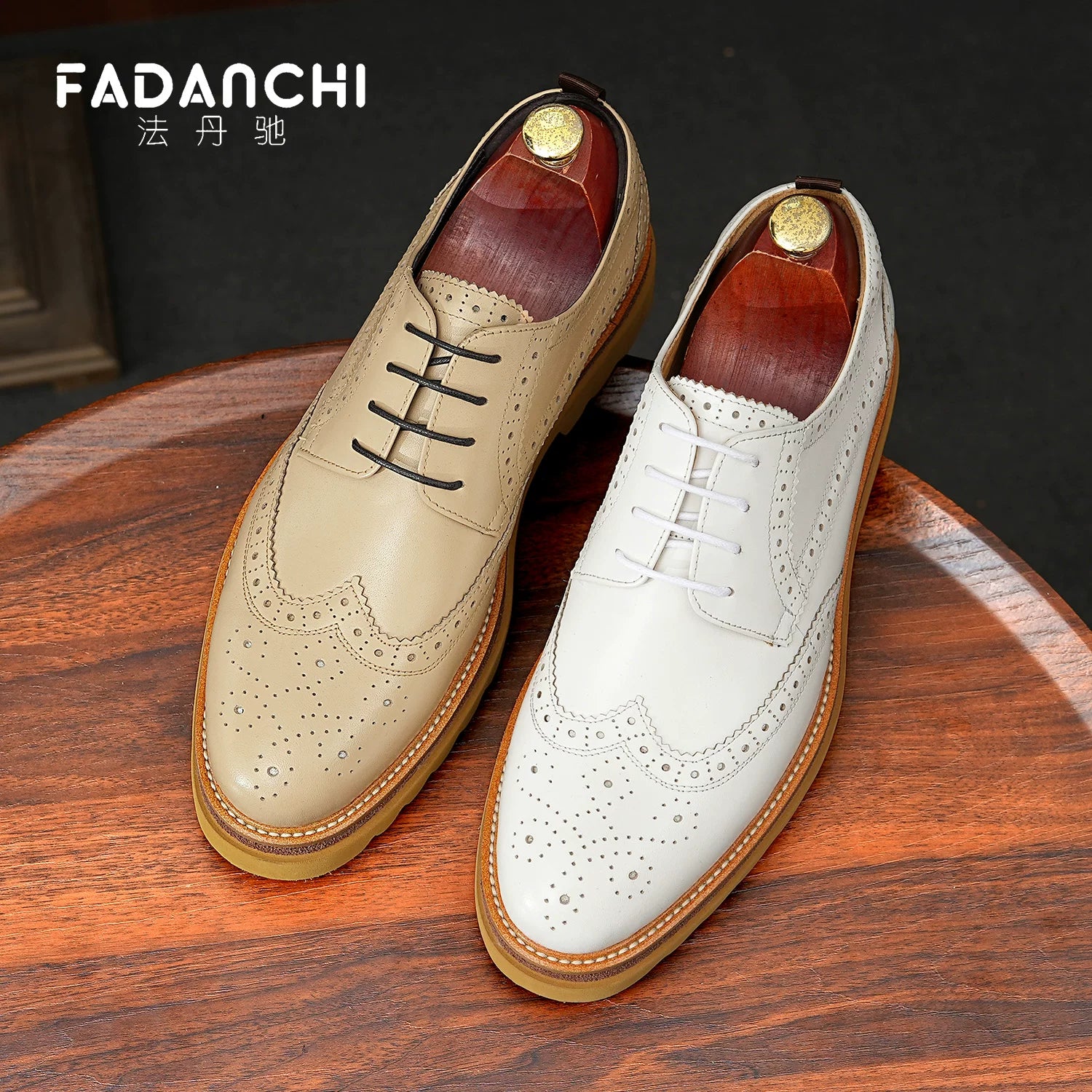 Men's Genuine Leather Derby Shoes, Height Increasing, Thick Sole
