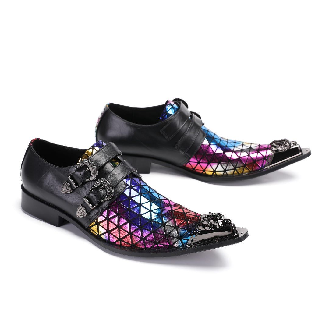 British Brock engraved men's shoes platform height wedding leather men's models bright business dress casual leather shoes men