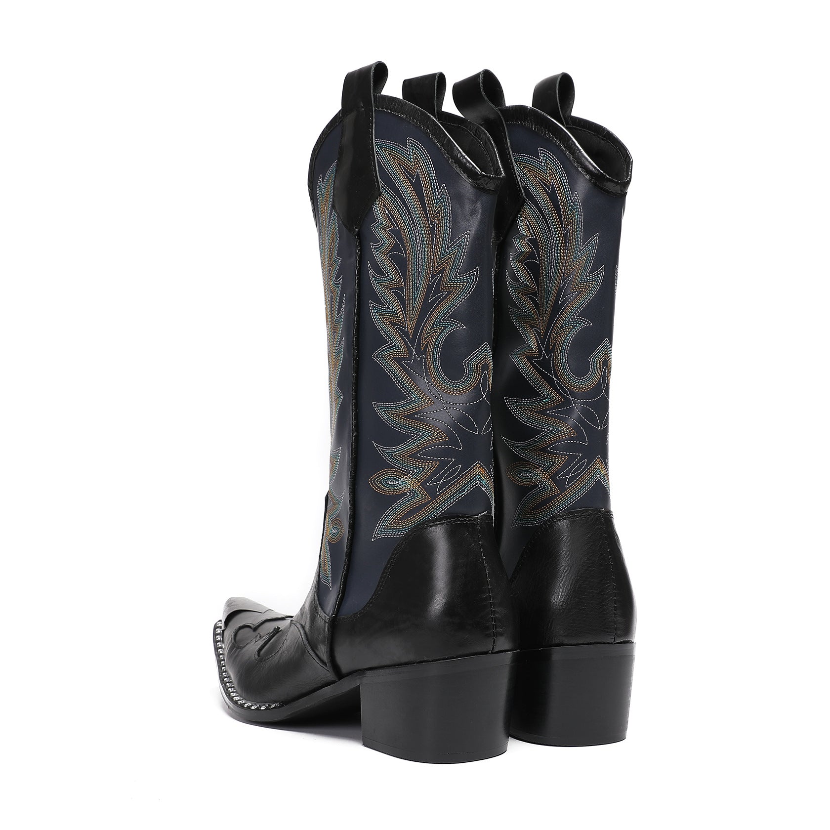 Men's Leather Boots – Embroidered, Retro – Style 211