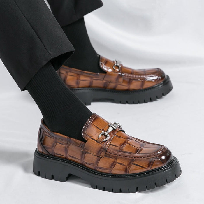 Cross-border spring thick sole foot heightening leather shoes fashion formal business casual shoes