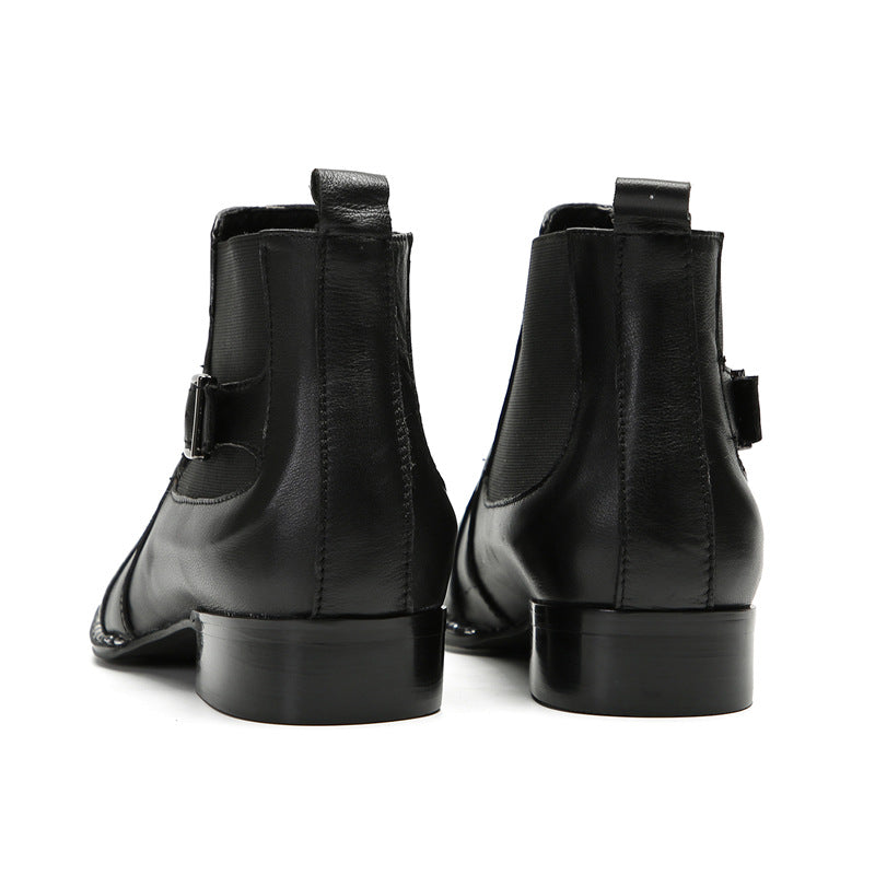 New autumn and winter comfortable cowhide men's shoes Chelsea boots low-cut British style short boots flat-soled Korean style Japanese-style foreign trade shoes