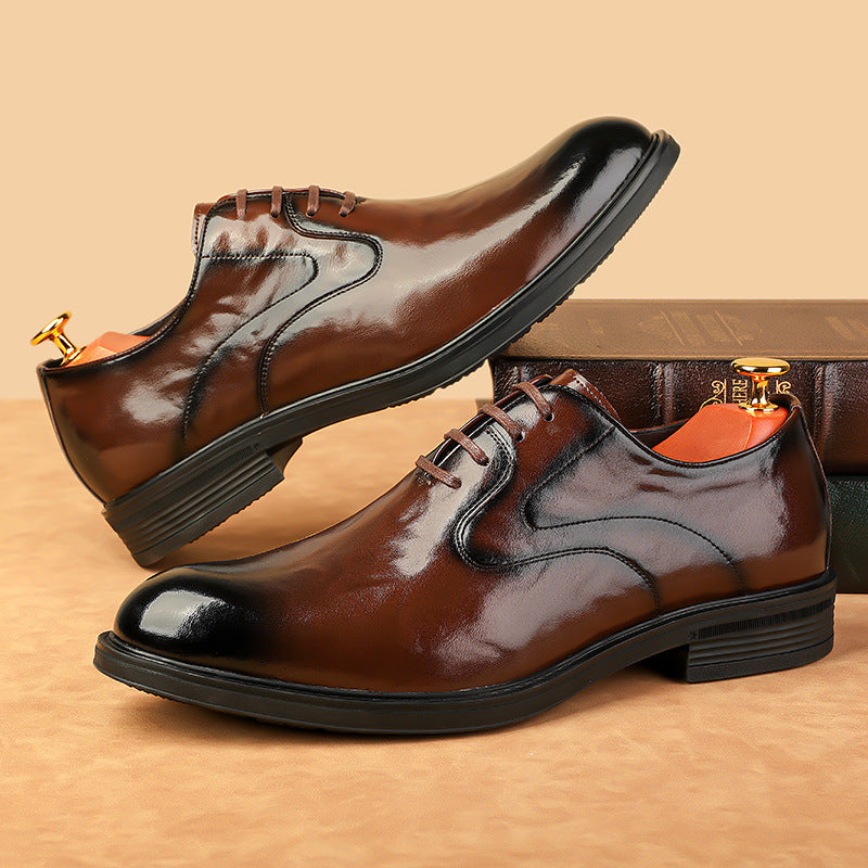 new men's pointed-toe british style dress leather shoes, men's leather shoes, men's lace-up