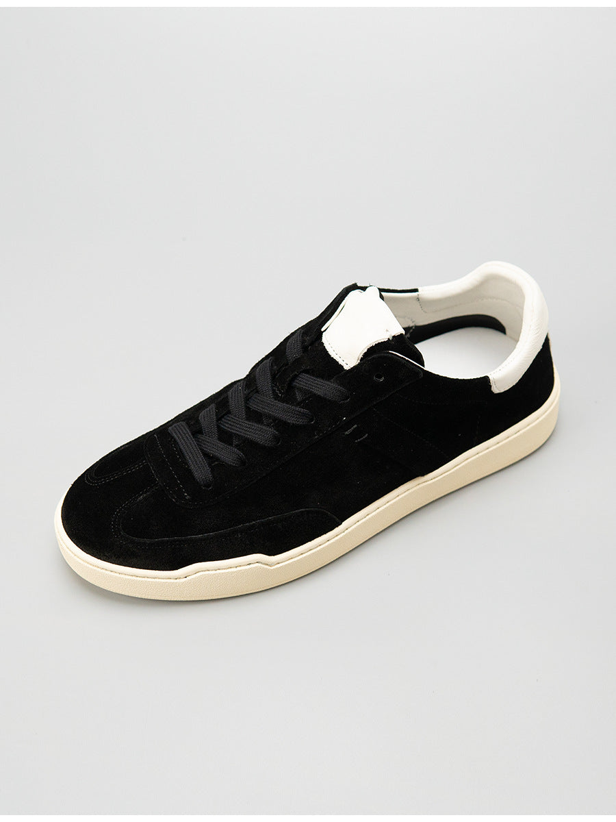 Moxu new arrival shoes black sports casual style sense of design suede cowhide menbest selling genuine leather low-top sneakers