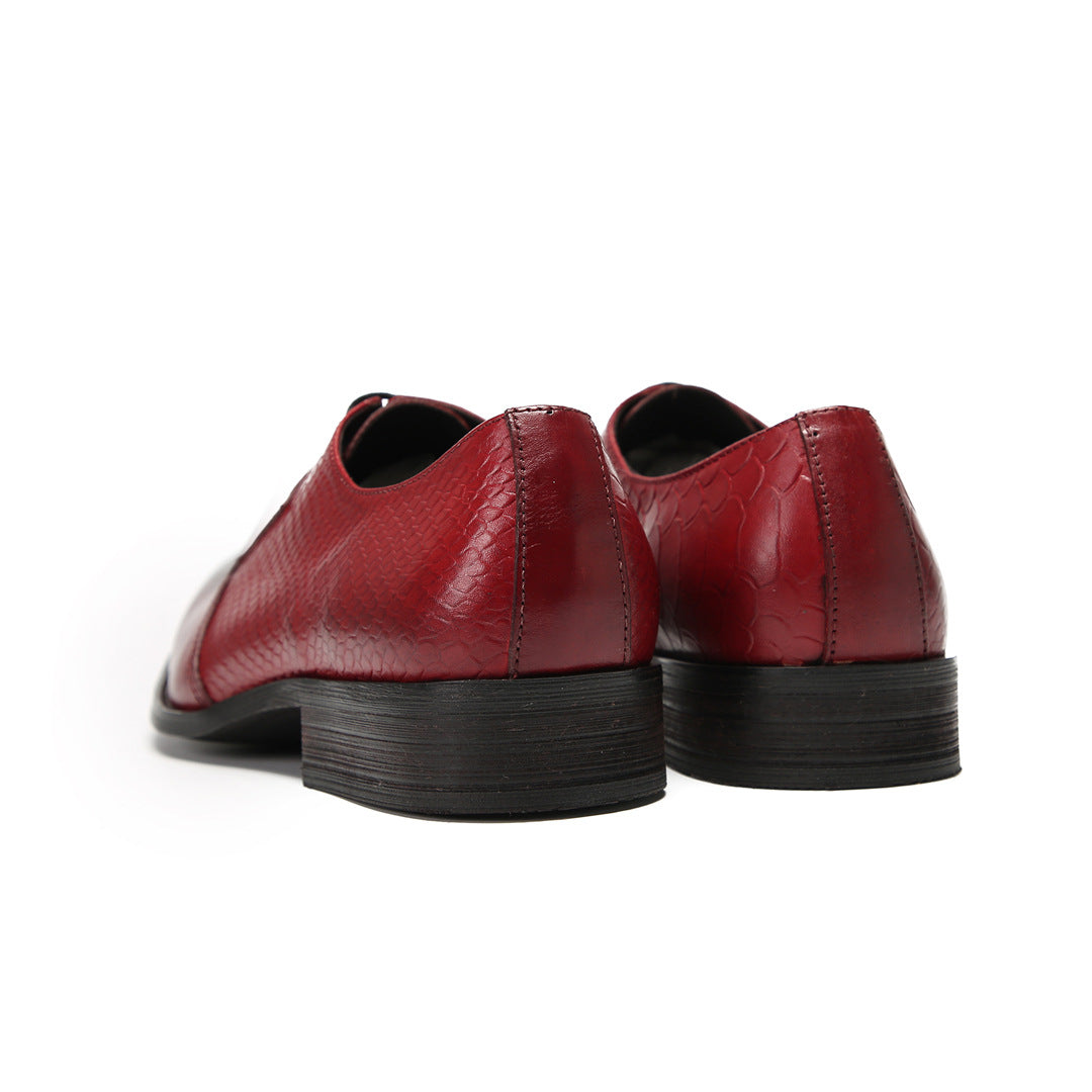 British style men's business dress leather shoes cowhide square head Oxford shoes handmade wedding groom shoes three joint men's shoes