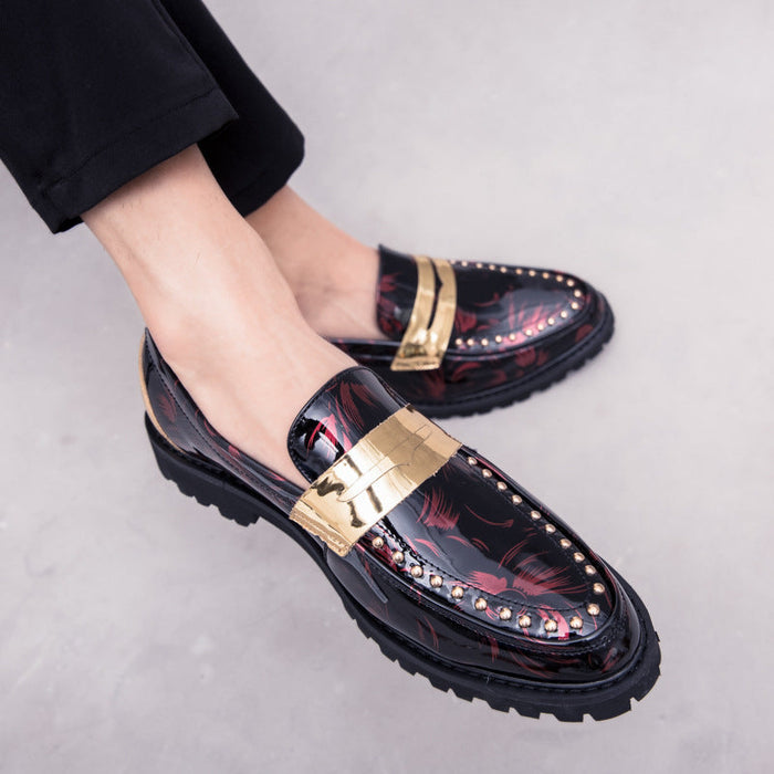 Menfashion glossy white leather shoes men's slip-on wedding photos retrocasual shoes british style s