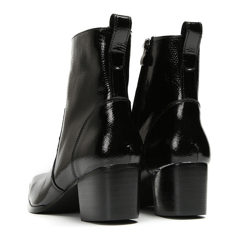 Black high top British autumn and winter men's Martin boots Chelsea boots men's cowhide men's retro men's shoes short boots trendy