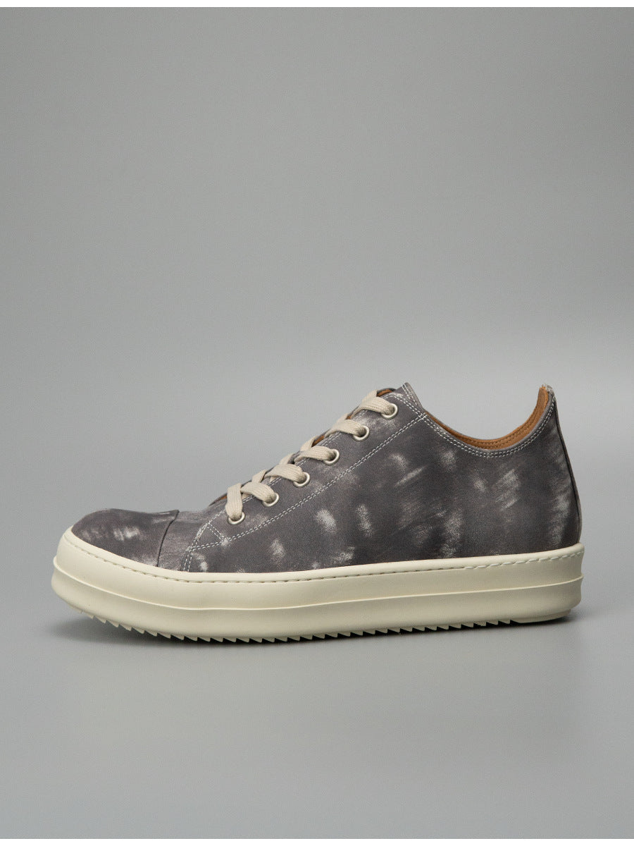 Luochenxing european station retro style trendy versatile genuine leather high-end fashion sneakers athletic casual low-top leather skate shoes
