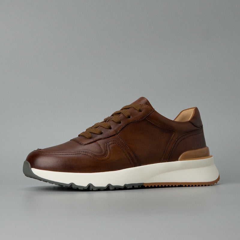 Fashion no. 2 guangzhou thick soleretroclassy handmade shoes genuine leather first layer cowhide argan shoes sports men's trendy shoes
