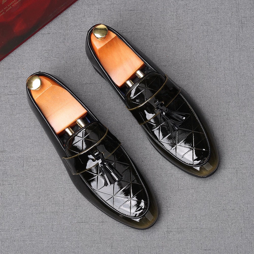 Men's Patent Leather Loafers, Height Increasing, Pointed Toe