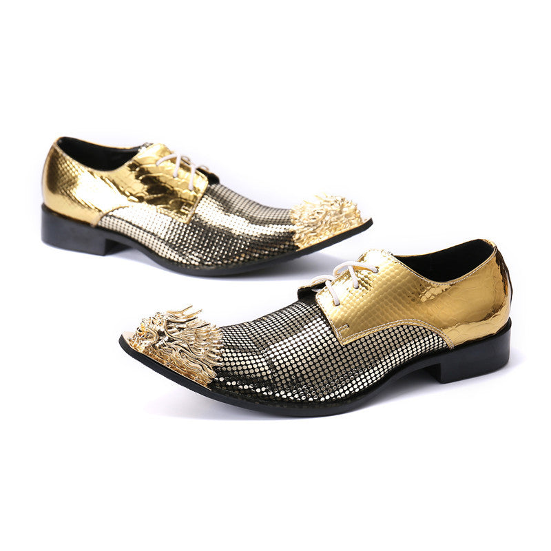 Gold brand Martin boots British style formal business men's work leather shoes men's large-toe workwear casual shoes trendy