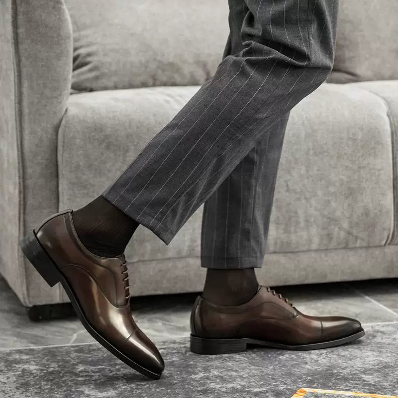Men's Genuine Leather Oxford Shoes, Handmade, Square Toe