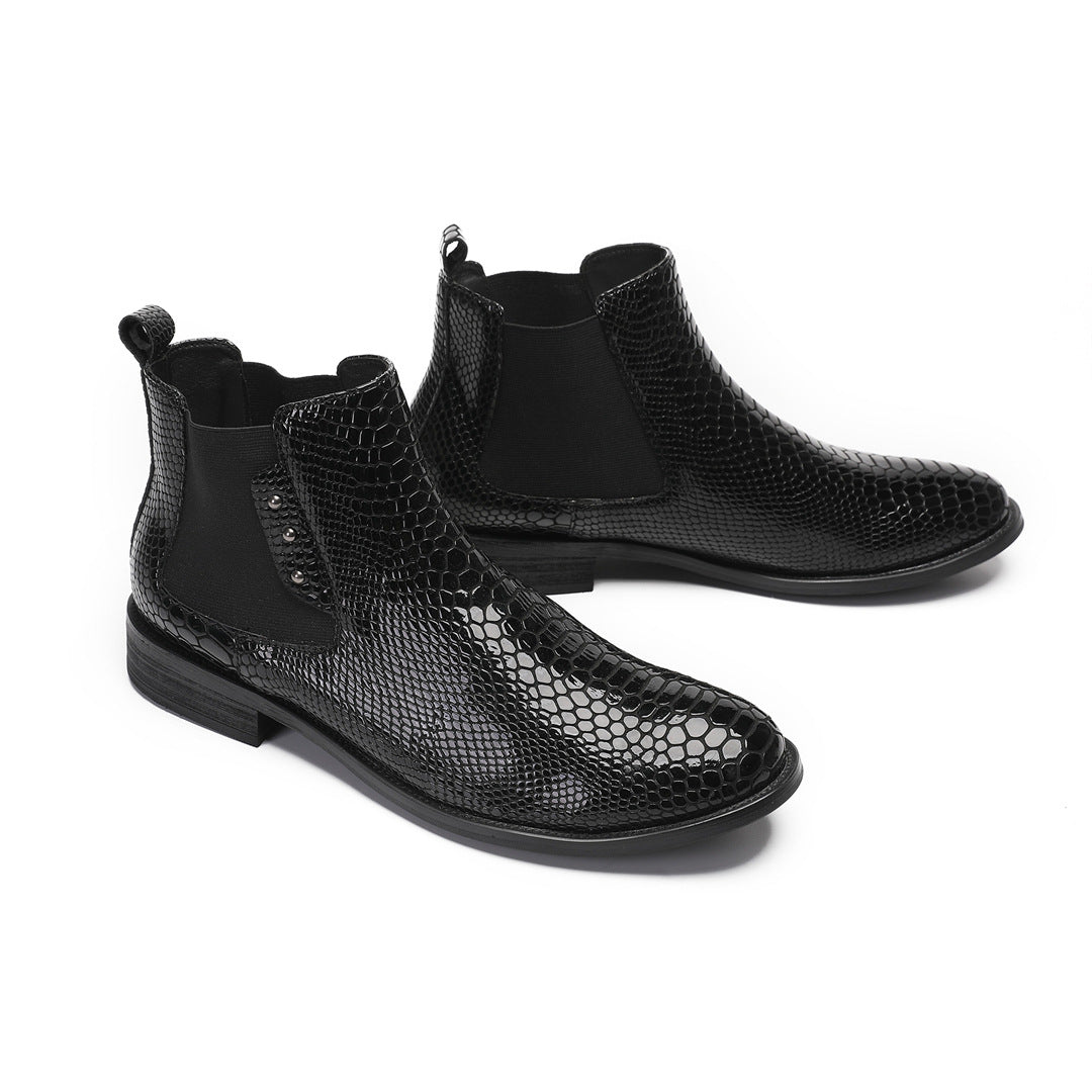 Martin boots men's 2024 new leather low-top crocodile pattern high-top retro leather shoes British men's boots medium-top leather boots