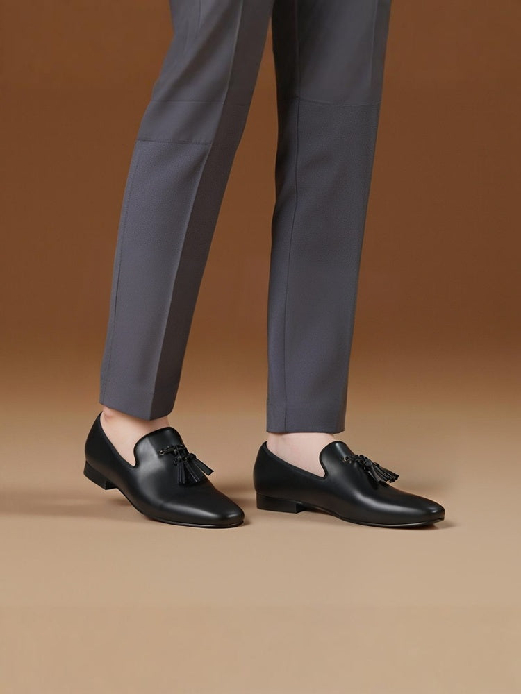 British style classic rivet tassel men's casual leather shoes wedding party one-legged red-soled loafers large size