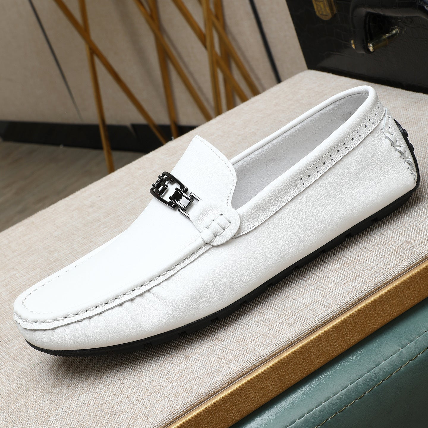 Complete set of soft leather soft bottom men's beanie shoes 2026 spring and summer new arrival breat