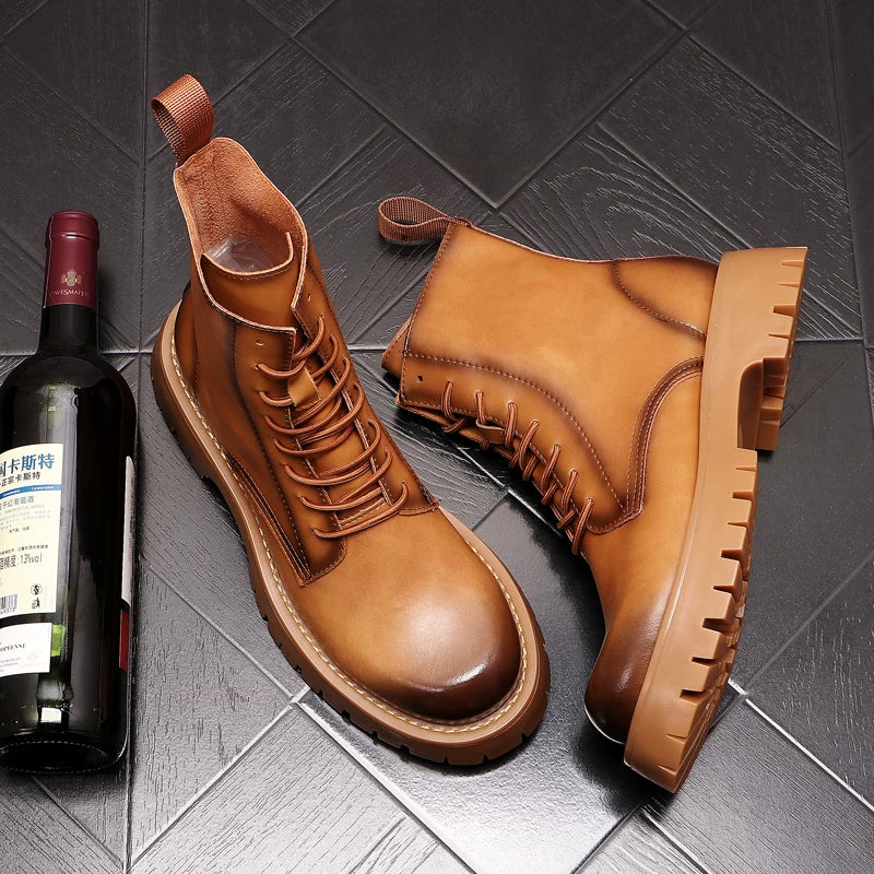 Men's Platform Height-Increasing Warm British-Style Martin Boots 2025 3