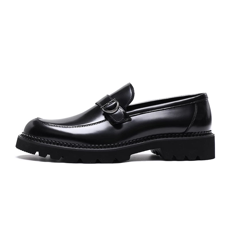 Men's Genuine Leather Loafers, Height Increasing, Thick Sole