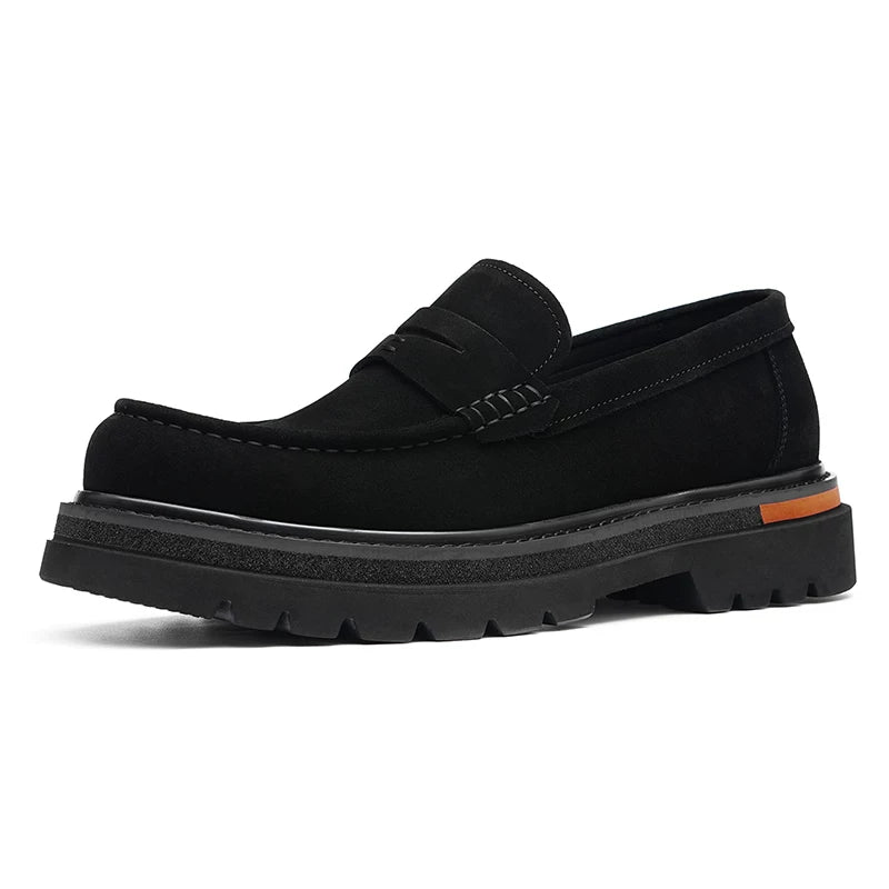 Men's Genuine Leather Loafers, Height Increasing, Thick Sole