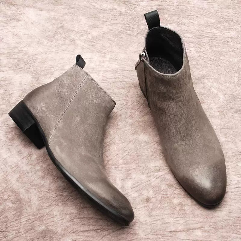Men's Genuine Leather Martin Boots, Korean Style, Vintage