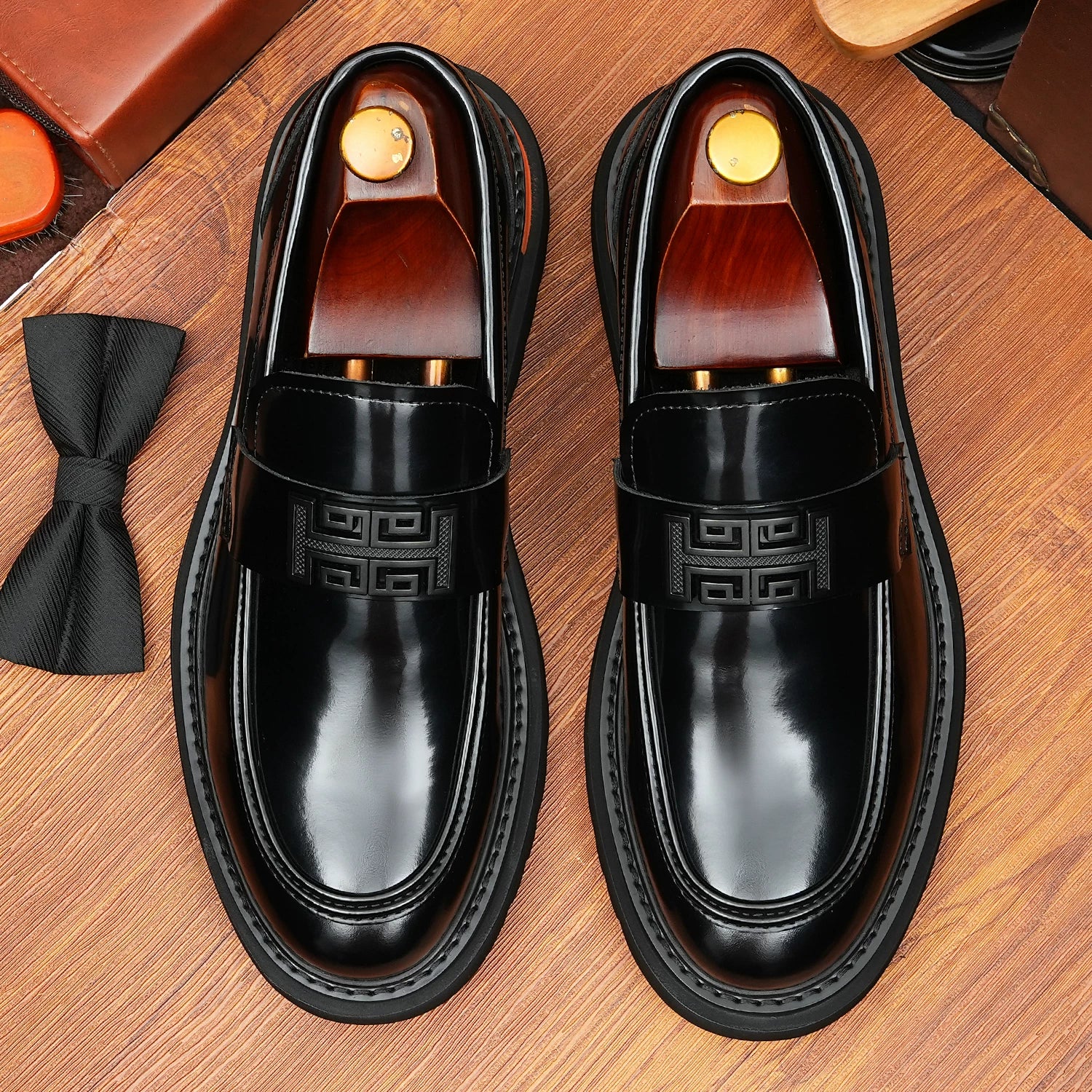 Men's Genuine Leather Loafers, Height Increasing, Thick Sole
