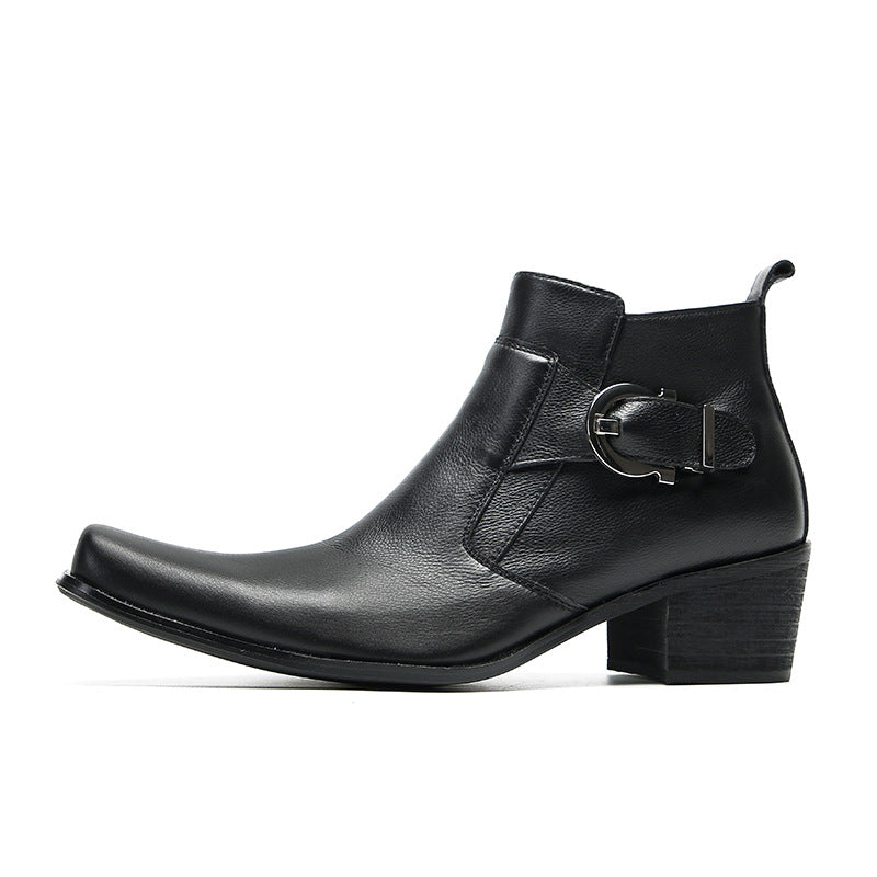 Spring and Autumn British business Martin boots men's high-top shoes casual cowhide short boots men's leather boots trendy retro men's boots Europe and the United States