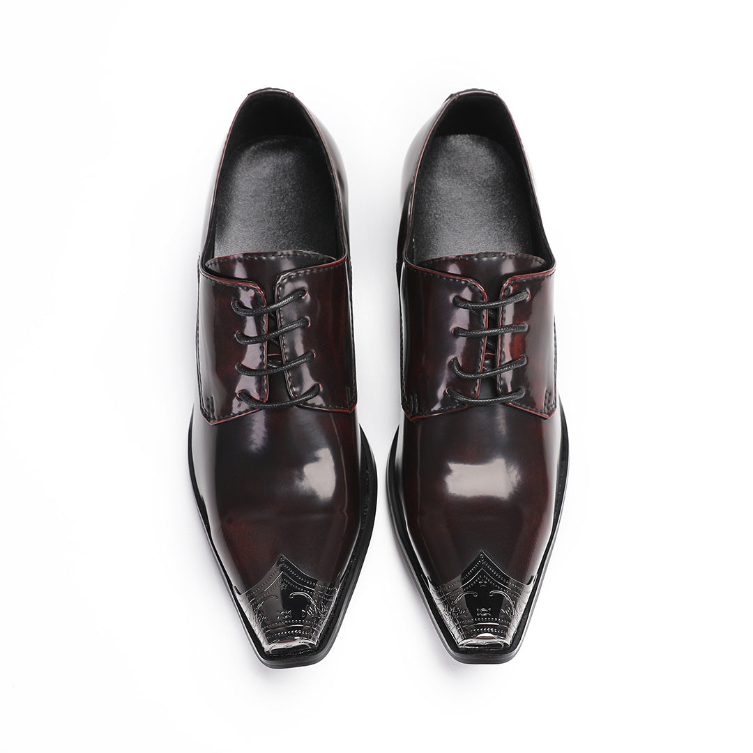 New men's pointed leather shoes British foot dress shoes genuine leather fashion hair stylist shoes foreign trade cowhide loafers