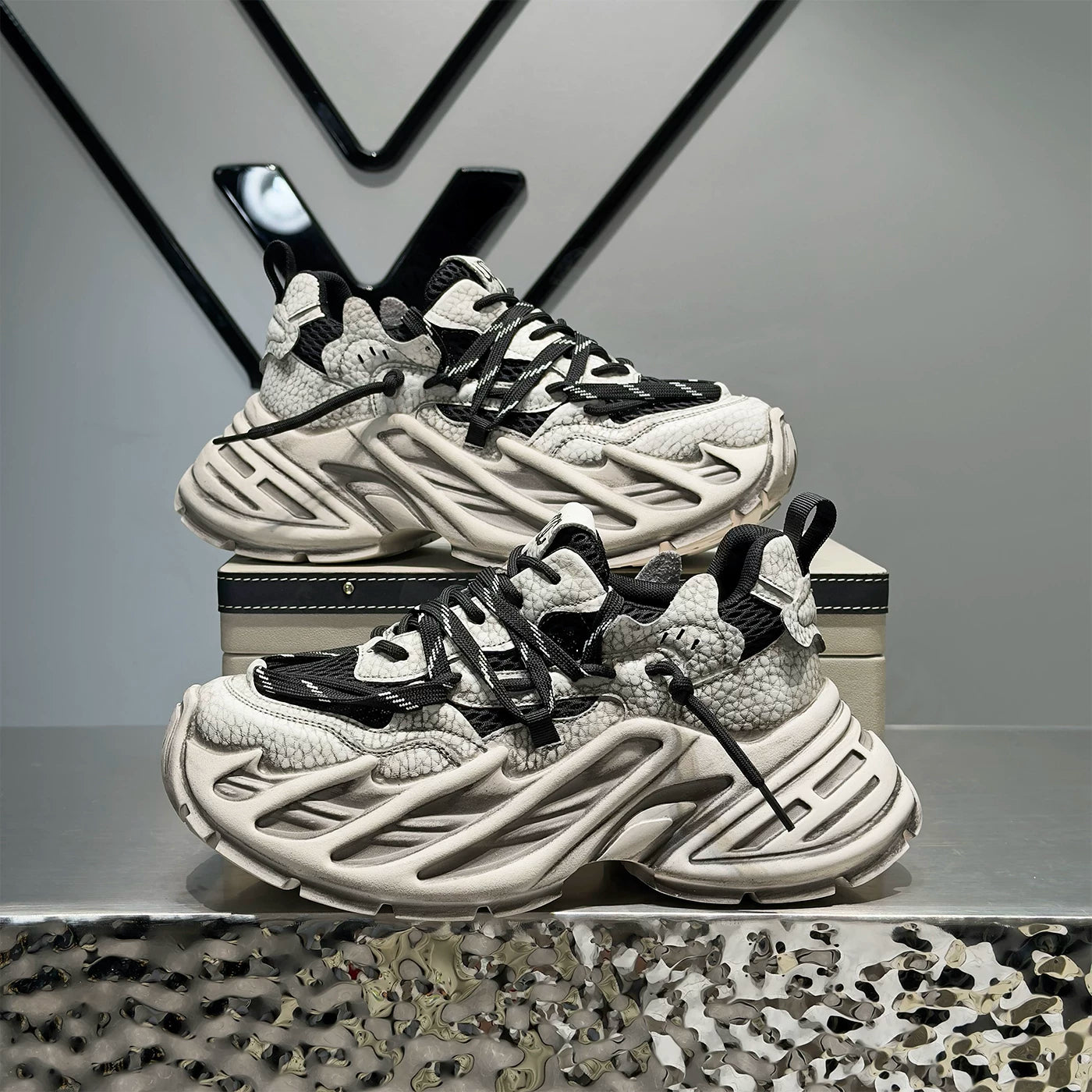 Men's Height-Increasing Platform Breathable Mesh Retro Chunky Dad Sneakers Summer New