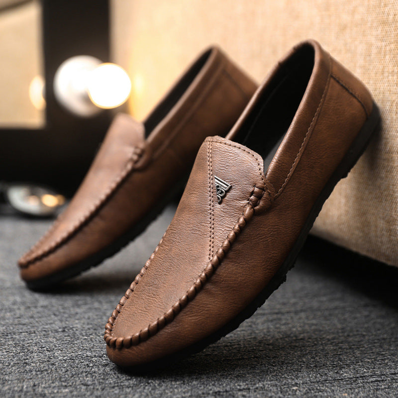 Lazy comfortable one-pedal loafers non-slip men's shoes British spring dress single shoes Wenzhou leather shoes business breathable