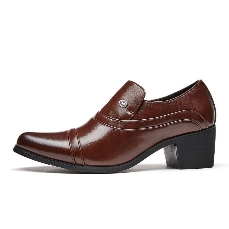 Cross-border men's high-heeled leather shoes men's business formal wear heightening cuban shoes fore 7