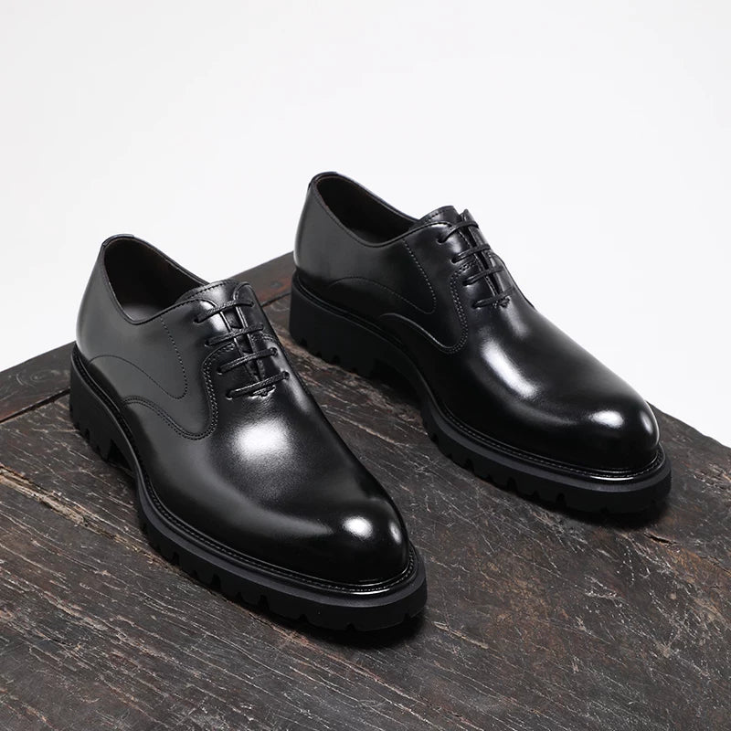 Men's Genuine Leather Oxford Shoes, Height Increasing, Pointed Toe
