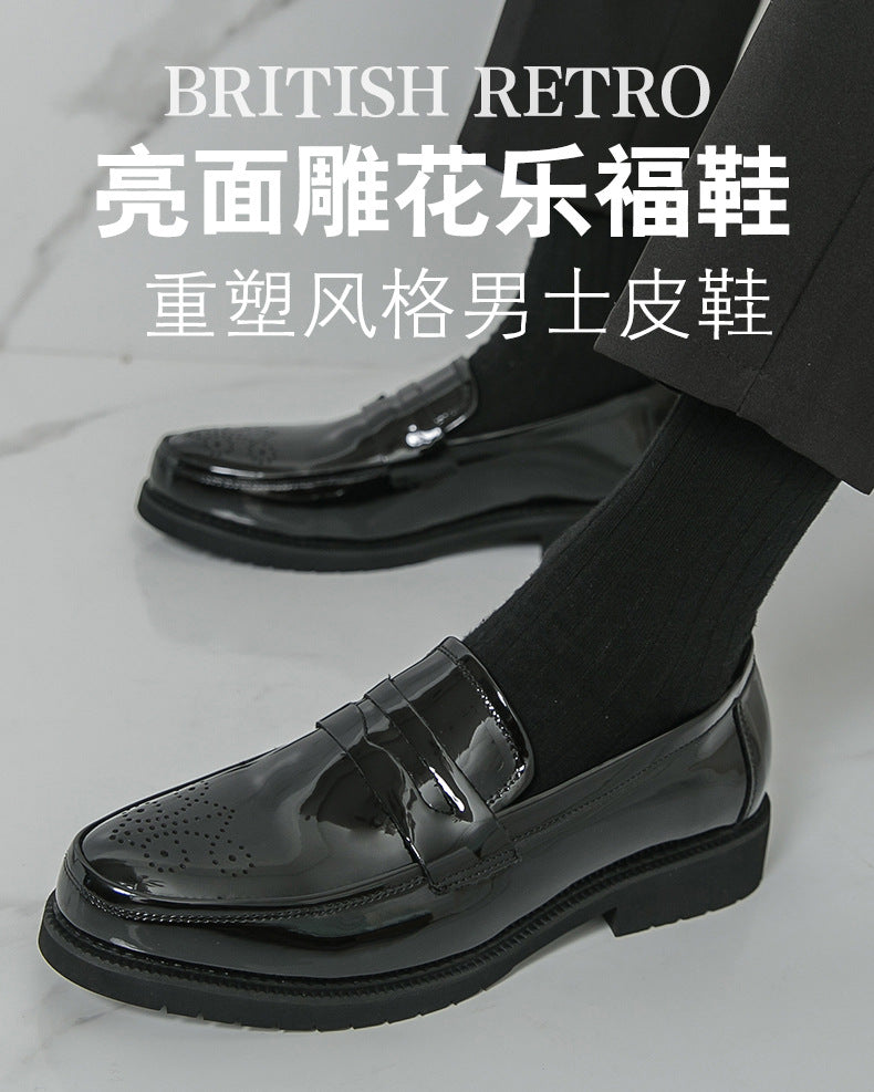 2026 spring new men's casual formal leather shoes business british brogue casual flats wedding shoes 5