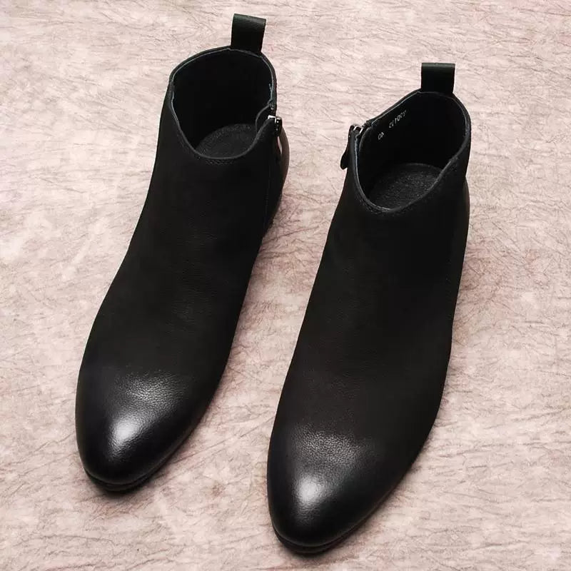 Men's Genuine Leather Martin Boots, Korean Style, Vintage
