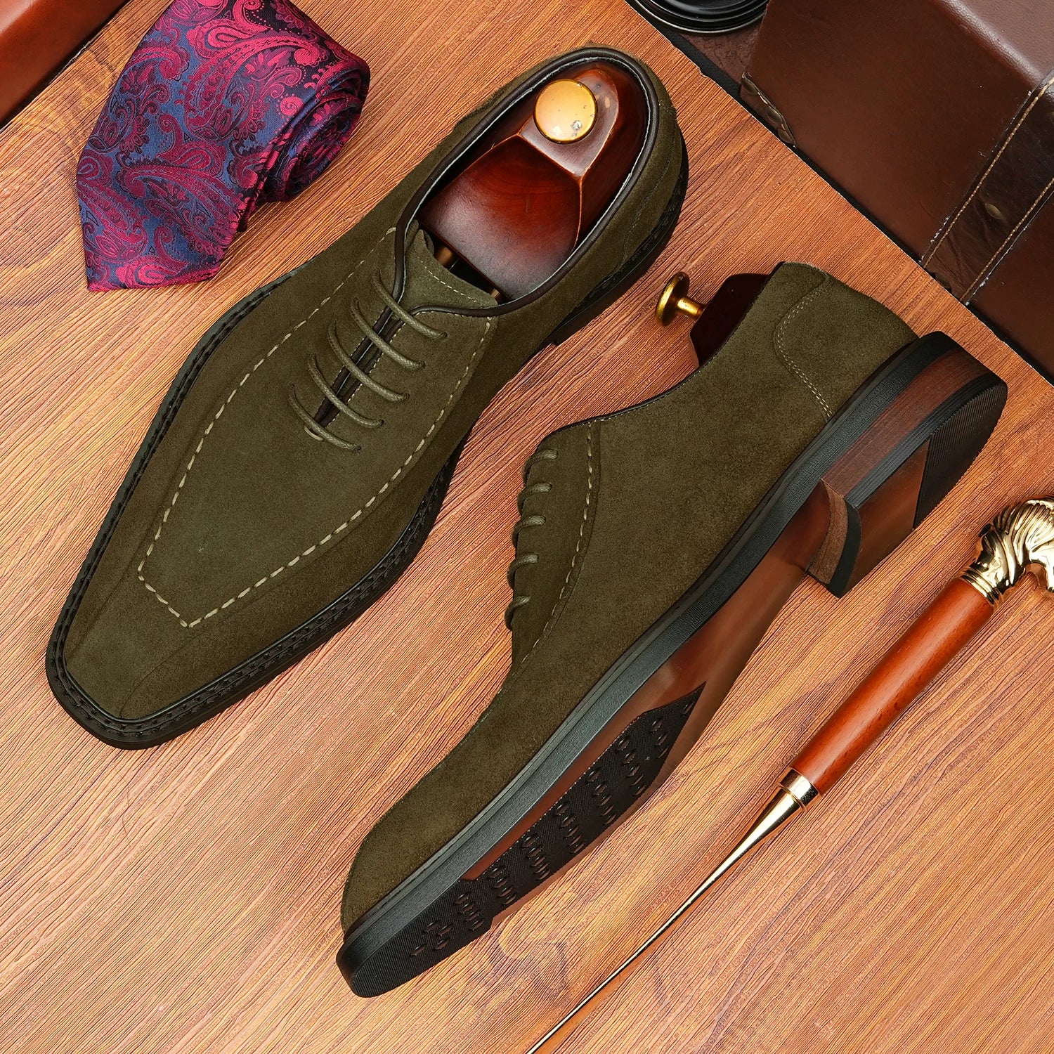 Men's Genuine Leather Oxford Shoes, Suede, Business