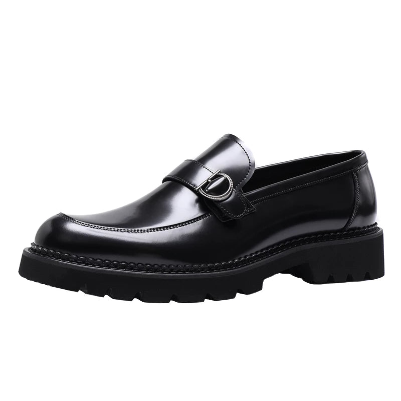 Men's Genuine Leather Loafers, Height Increasing, Thick Sole