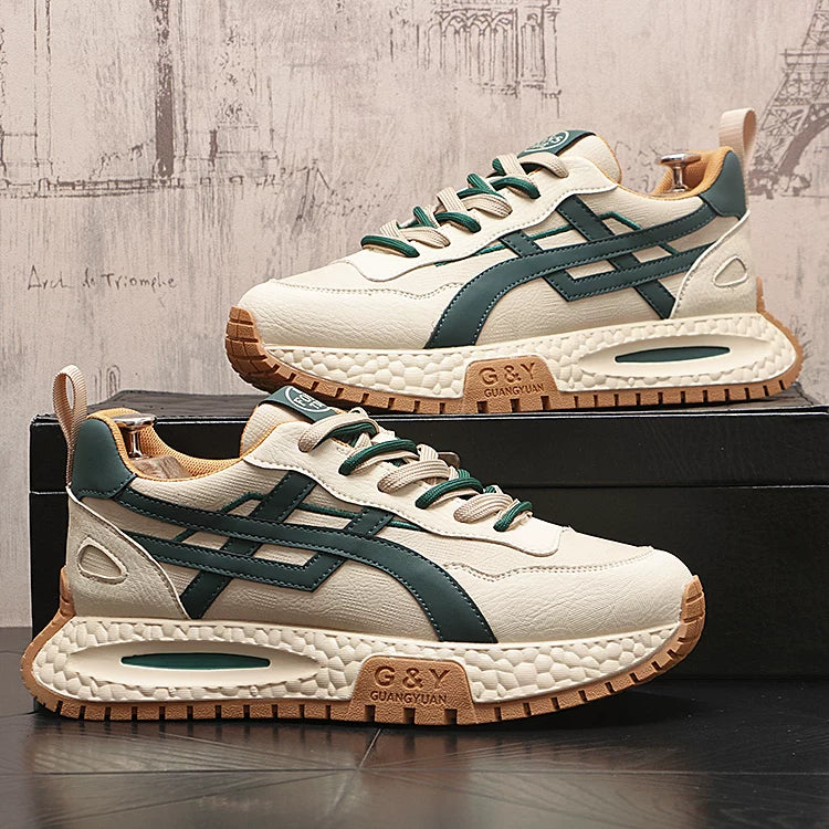 Men's Low-Top Korean Style Color-Block Athletic Casual Trendy Retro Sneakers