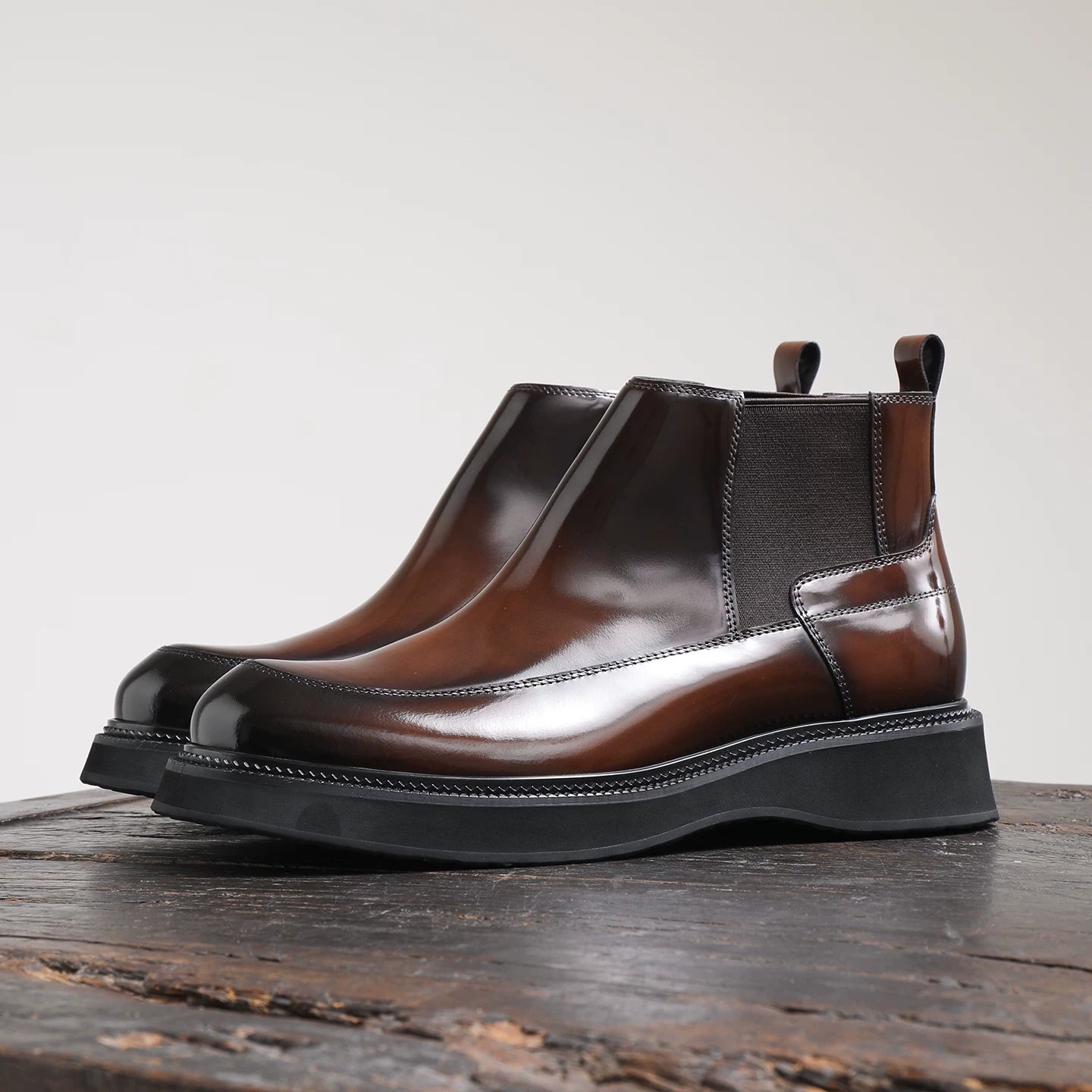 Men's Genuine Leather Martin Boots, Thick Sole, Round Toe