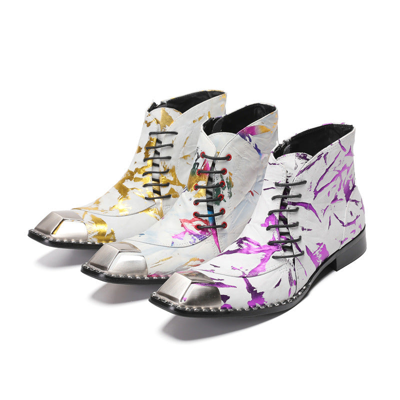 New British style retro old polished handmade shoes cowhide Martin boots trendy boots leather boots soft-soled short boots men's shoes
