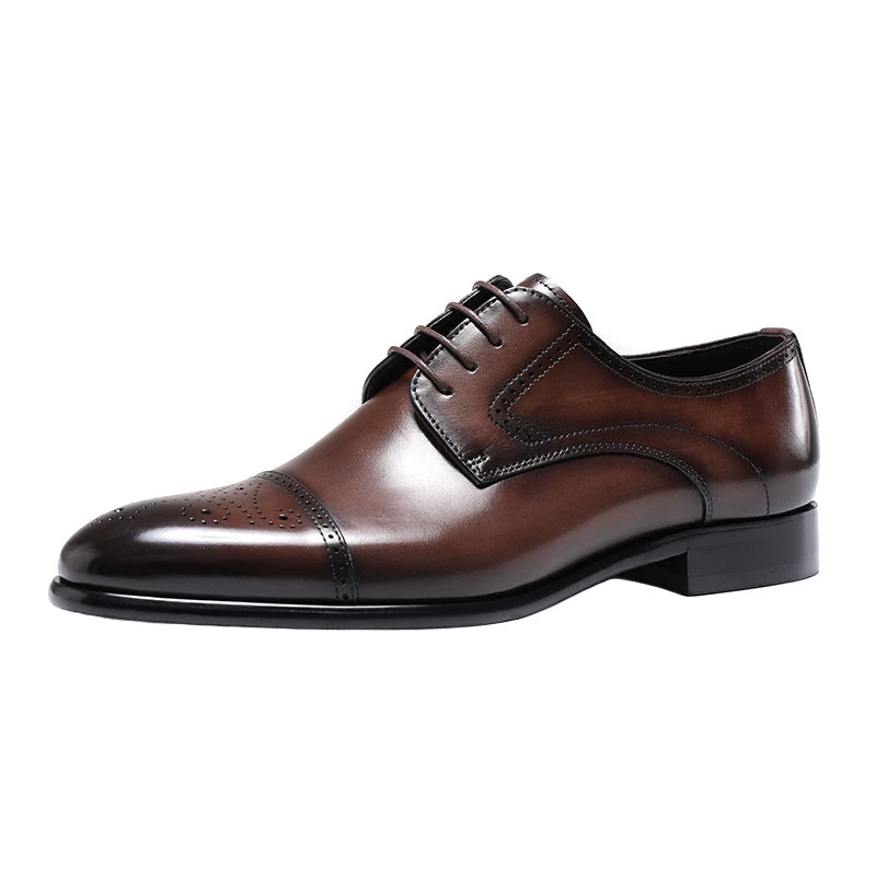 Men's Genuine Leather Derby Shoes, British Style, Business