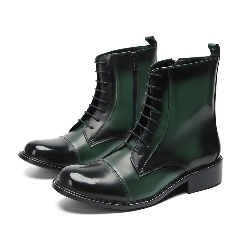 Men's Green Martin Boots – Crocodile Pattern, Crocodile Pattern