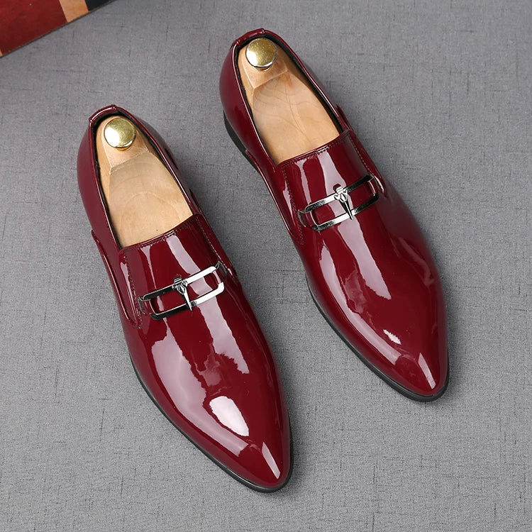 Men's Patent Leather Loafers, Height Increasing, Pointed Toe