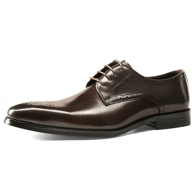 Men's Genuine Leather Wedding Shoes, Square Toe, British Style