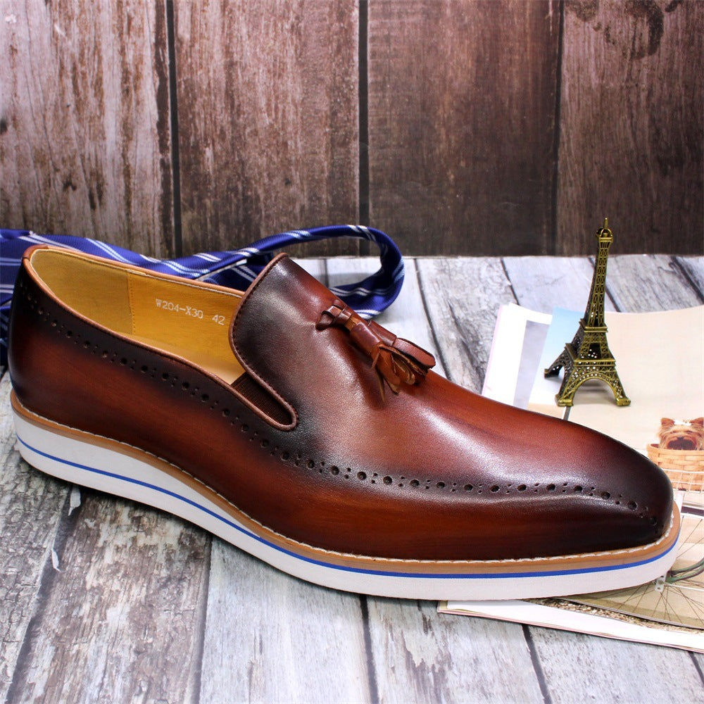 Tassel Loafers Men's Leather Casual Pumps Slip-on British Men Leather Shoes Brown Sneakers Men Shoes