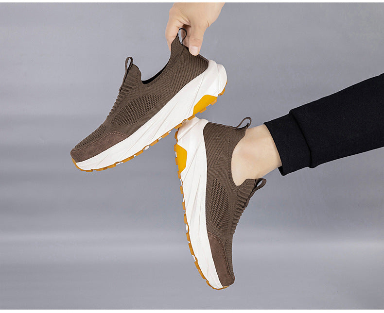 Summernew arrival wide toe men's breathable mesh walking shoes lightweight soft bottom slip-on outdoor casual sports shoes 10