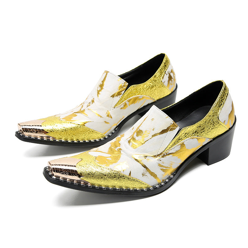 Printed men's summer thin breathable slip-on canvas trendy shoes men's soft sole brand Korean version thick sole casual heightening