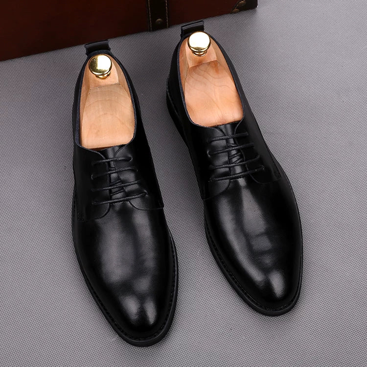 Men's White Genuine Leather Leather Shoes, Height Increasing, Breathable