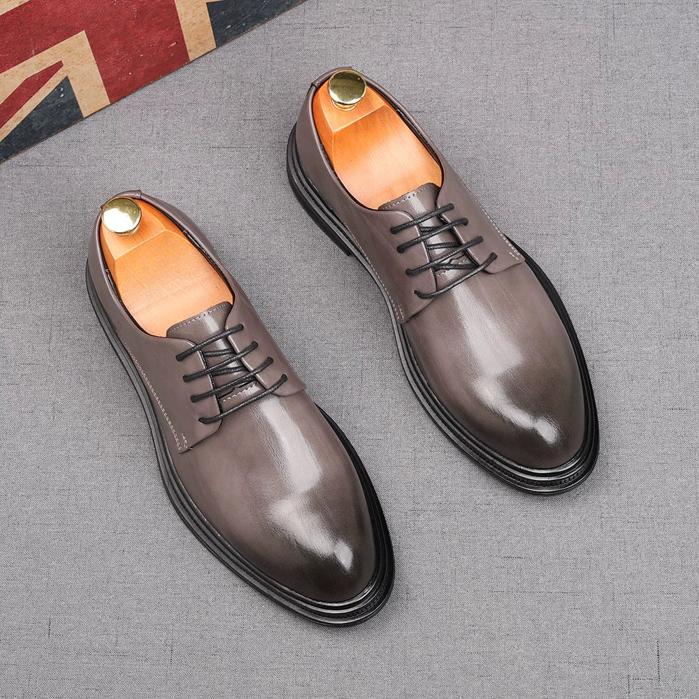 Men's Derby Shoes, Height Increasing, Pointed Toe
