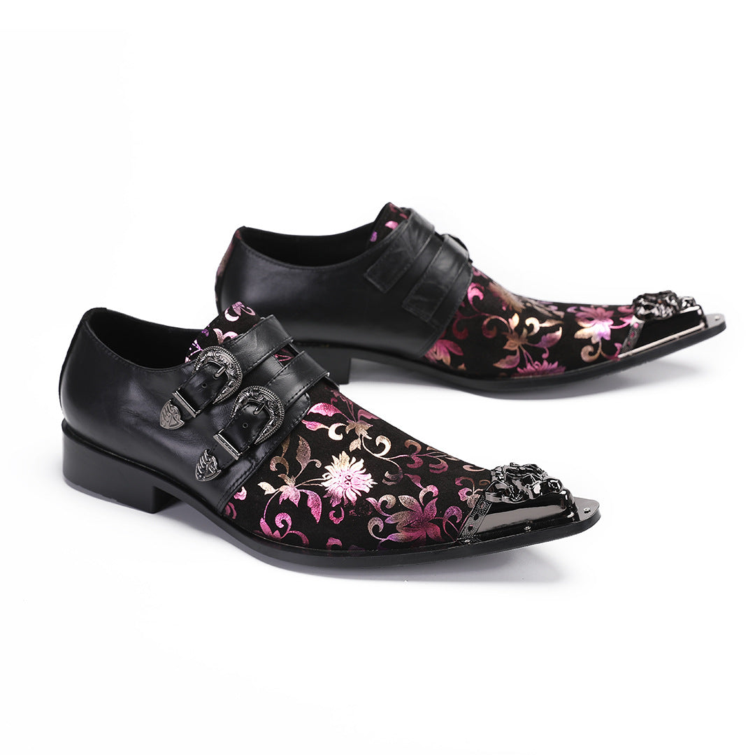 European Station Doudou Shoes Men's Printed Leather Soft Sole One Pedal Leather Shoes Lazy One Pedal Driving Shoes Gouge Shoes Tide